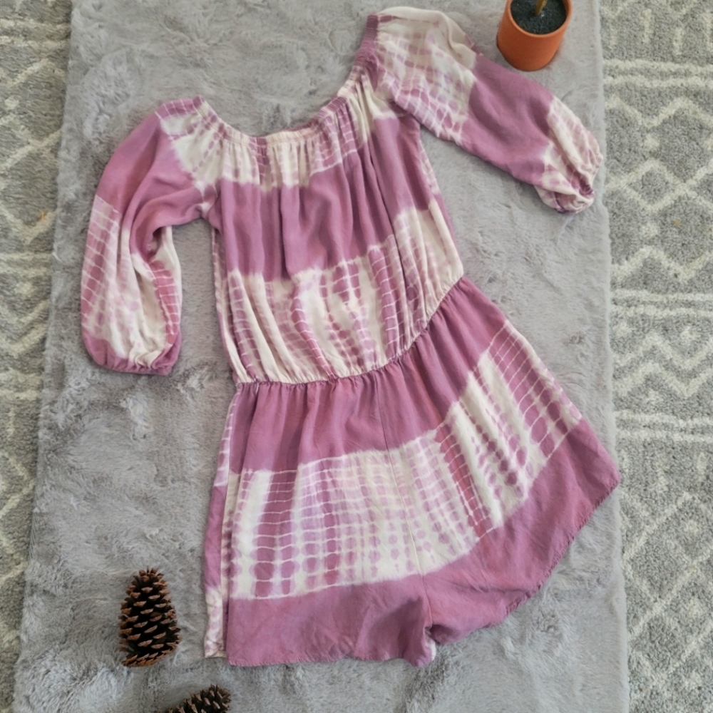 Blue Blush Sheer  Purple Tie Dye Womens Romper Size Small